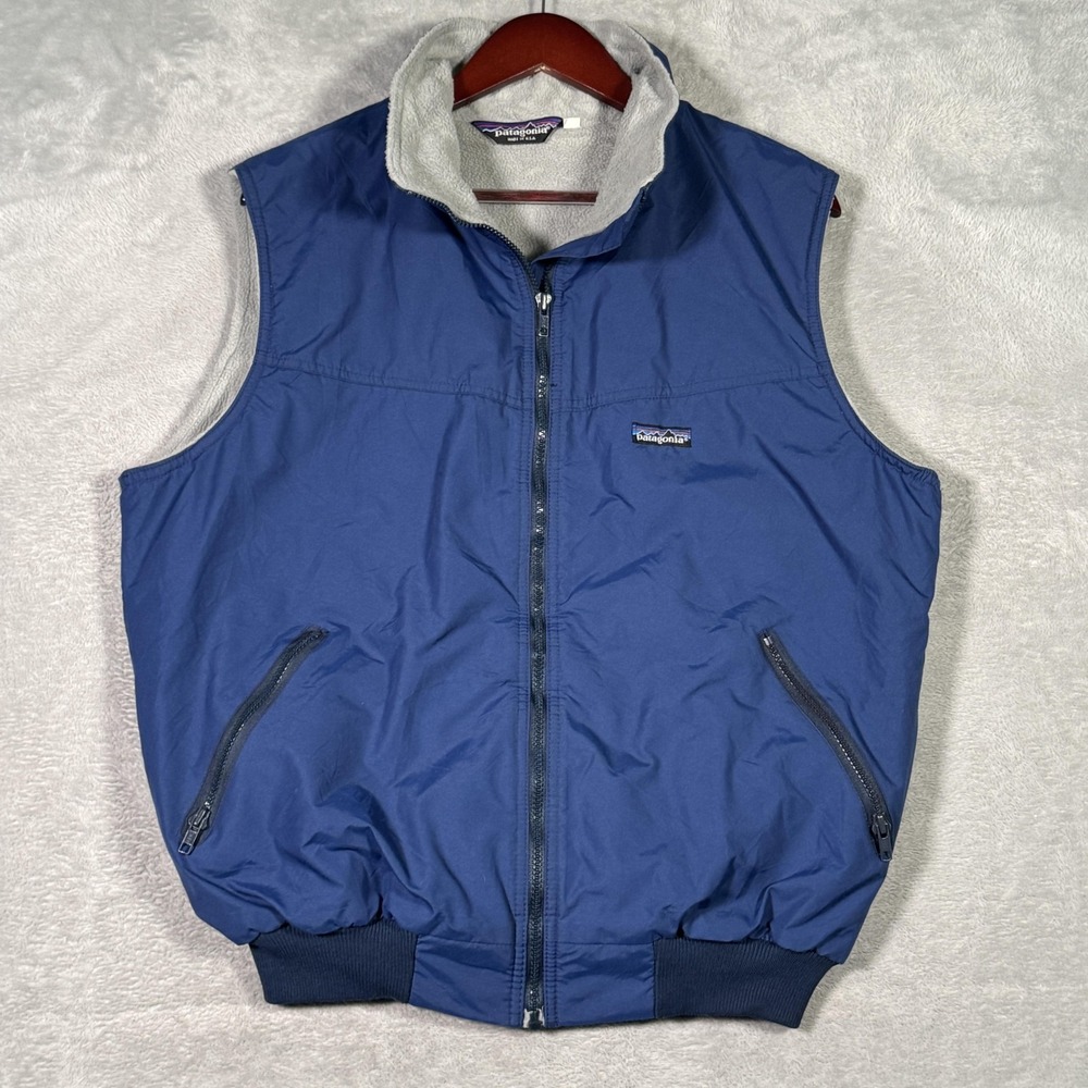 Vintage Patagonia Vest Mens XL Blue Shelled Synchilla Full Zip Made in USA 90s